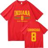 Mens Cotton Graphic Tee - Sophie Cunningham 8 Indiana Basketball Print Slim Fit Short Sleeve T-Shirt Fall