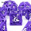 7 Pcs Purple White Dragon Metal Dice Hollow Metal Polyhedral Dice Set Suitable for Role-Playing RPG  Board Game Card Game