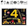 2D Kids Construction 4th Birthday Backdrop - Boys Party Photo Booth Background