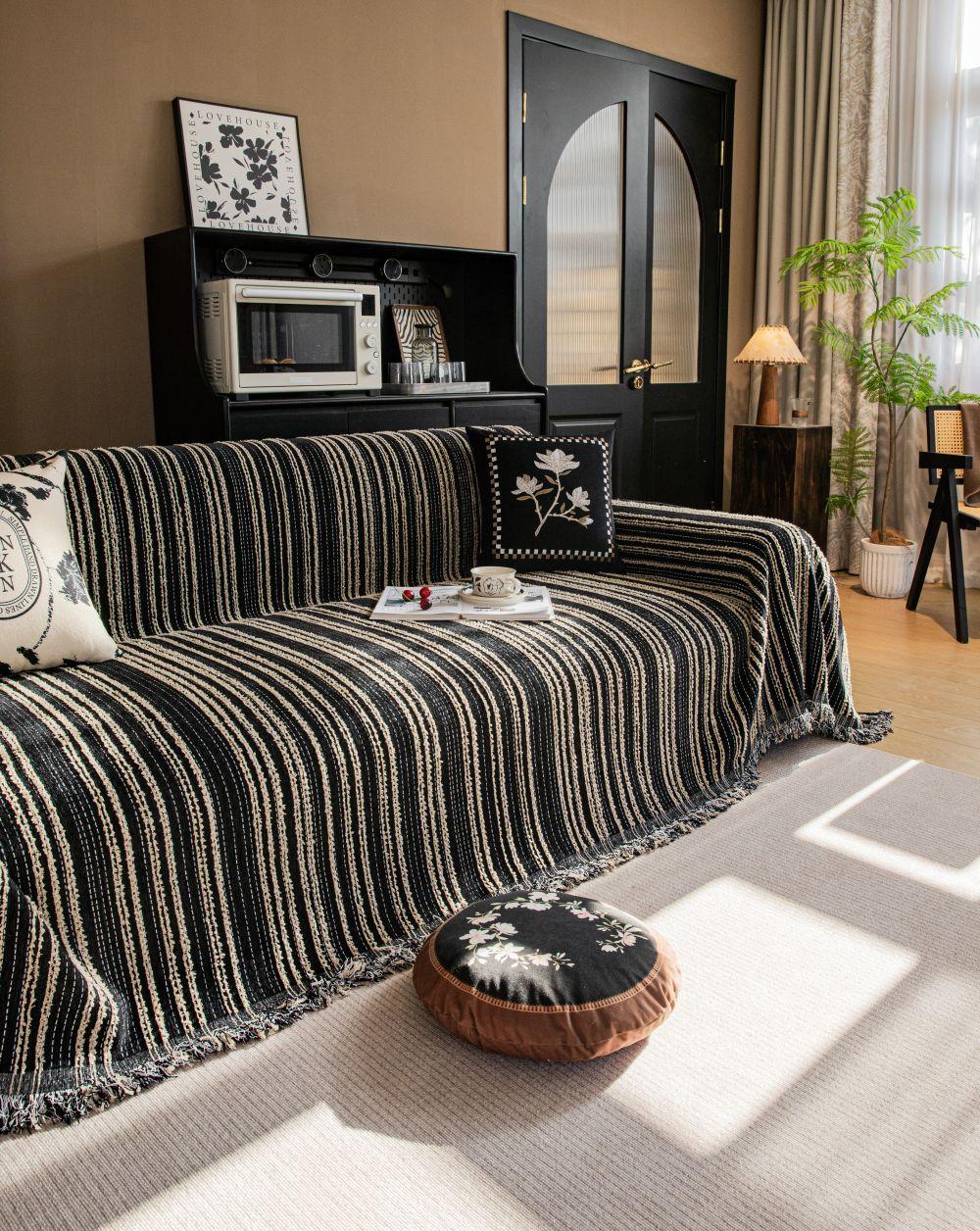 Funda Sofa Home Шенилловый Полосатый Диванный Коврик Пледы Всесезонный Кемпинг Пикник Одеяло Чехол Чехол для Дивана 180x130