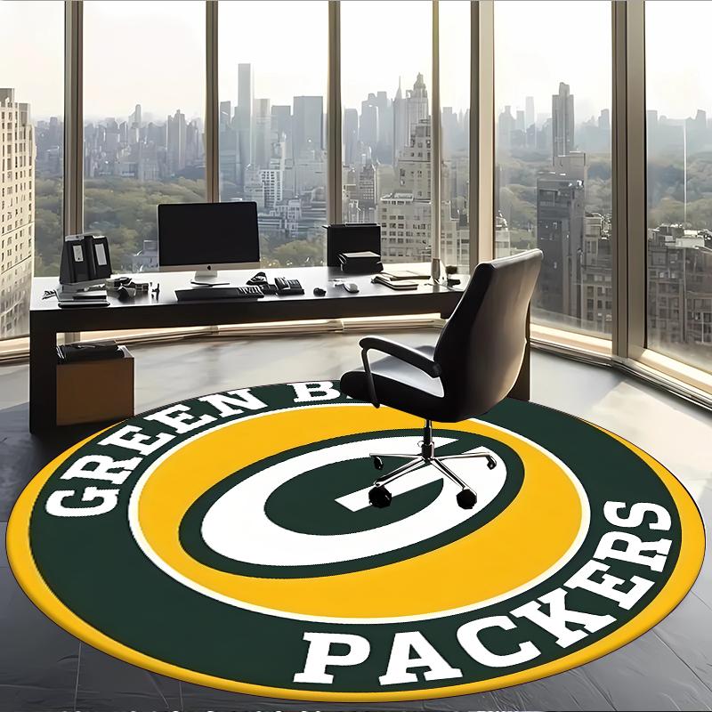 Green Bay Packers (1) Round Office Rug Decorative Floor Rug for Office Bedroom Living Room and Home Space