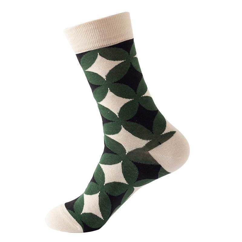 Hundreds Fashion Business Men 100% Cotton Happy Lattice Socks Unisex Boys Combed Hip Hop Street Skateboard Funny High Sox Set