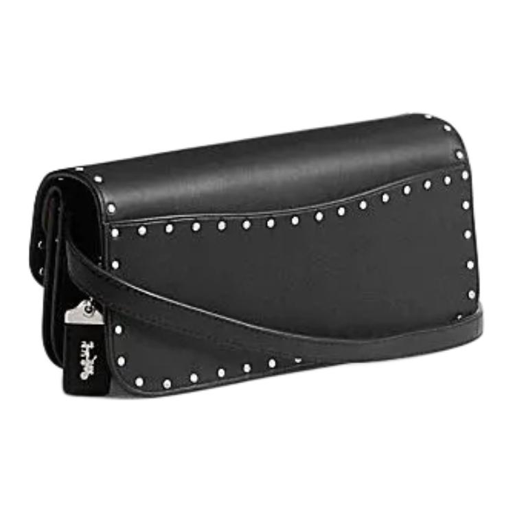 Coach Idol 23 Studded Magnetic Closure Leather Tote Shoulder Crossbody Bag Medium Women Bags Black CU038-LHBLK