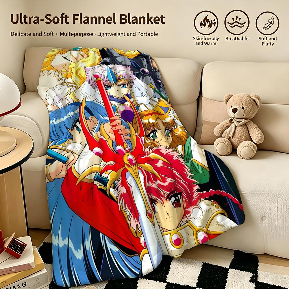 Anime M-Magic Knight Rayearth-h Throw Warm Soft Flannel Blanket, Multi-use for Sofa Bed Camping Travel Nap