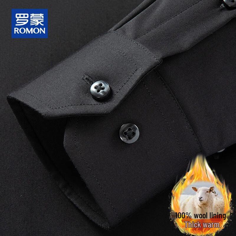 ROMON Men's 100% Wool Filled Thickened Warm Long-Sleeve Shirt Jacket
