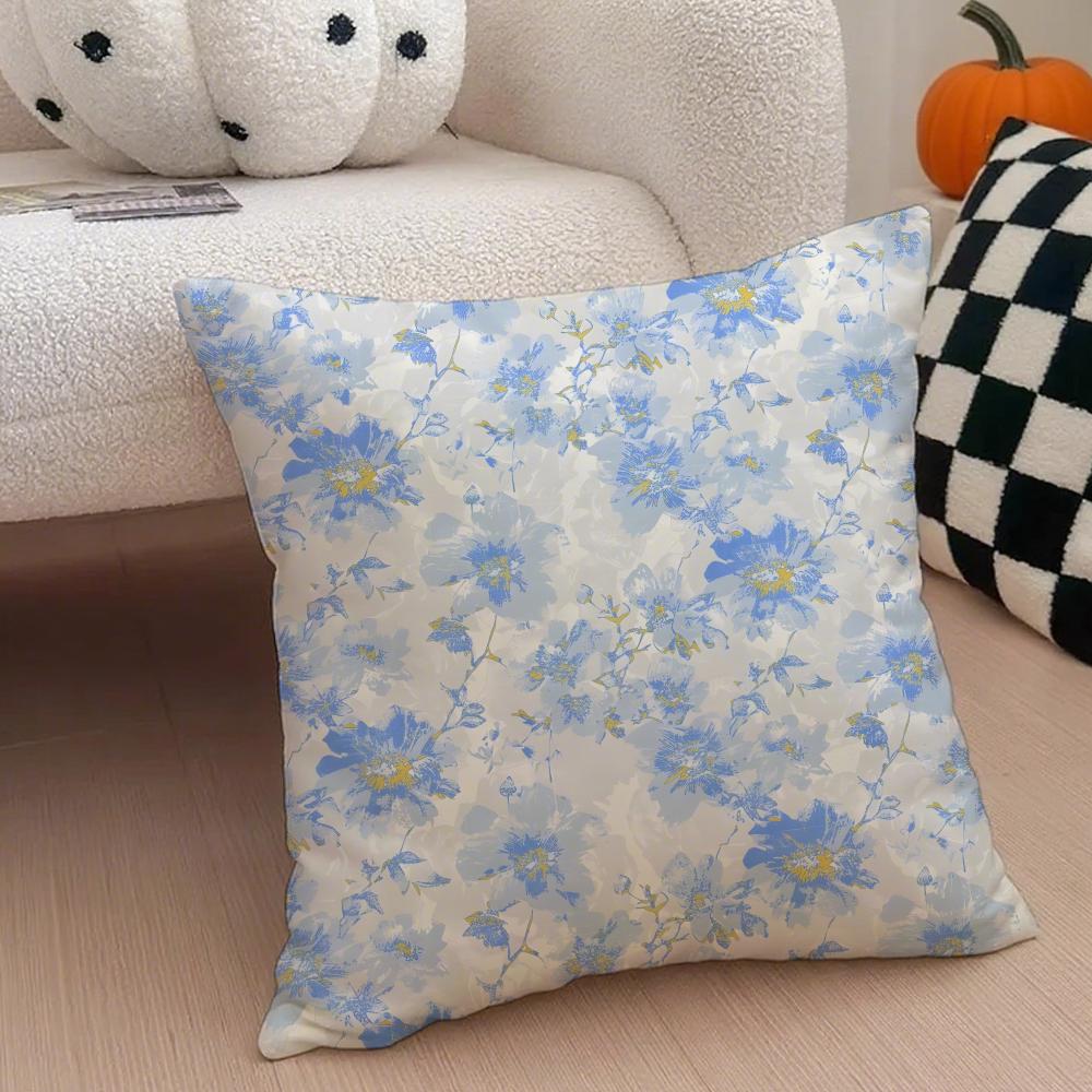 Fashion Retro Ink Prints Beautiful Cushion Cover Linen Pillow Case Soft Breathable Protective Couch Room Decoration