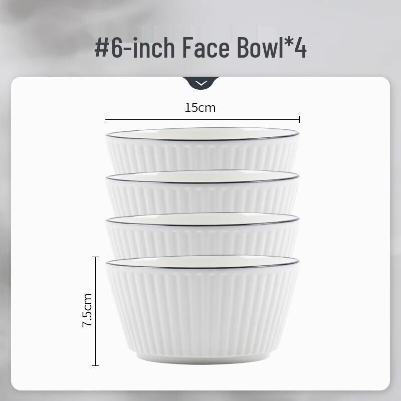 MoDe Lanka Nordic Ceramic 4.5-inch Rice Bowl Set, 6-Pack