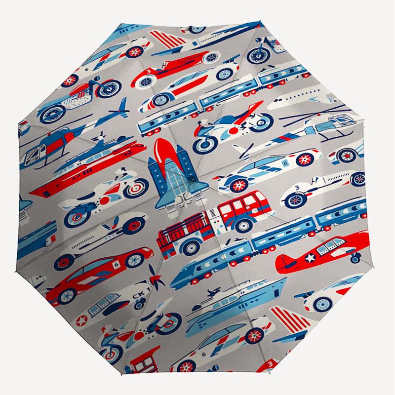 1PC Transportation Vehicles Umbrella-8-Rib Reinforced, Automatic Open, Lightweight & Durable, Cute Fashion Accessory for Outdoor-T398