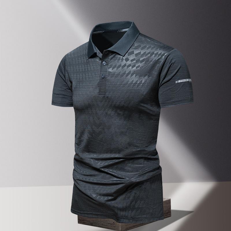 Summer Men's POLO Shirt Fashionable Ice Silk Quick Drying Short Sleeved T-shirt Solid Color Loose Casual Sports Lapel Top