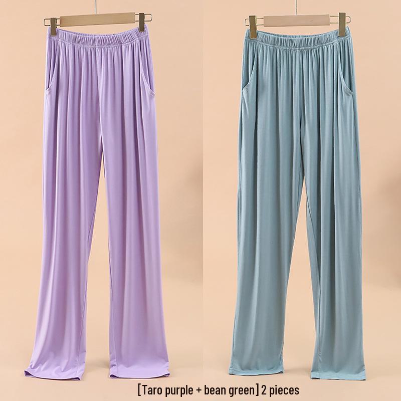 Damen Modal Locker Fallende Pyjamahose - Große Größe, Dünne Eisseide, Lässige Frühling/Sommer Hose