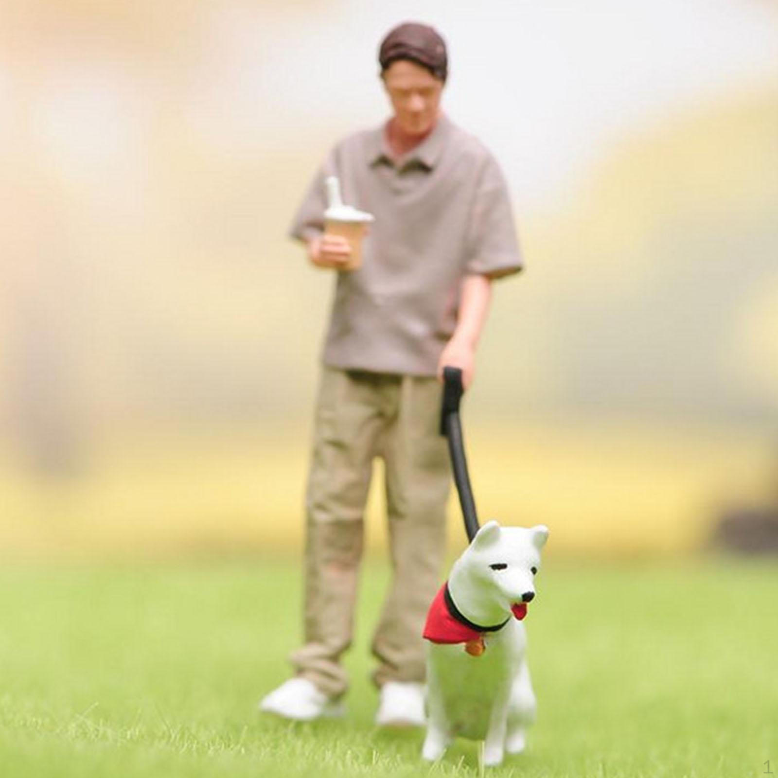 

1/64 Dog Walking Boy Figure Micro Photography Accessory Tiny Realistic Miniature Diorama for