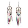 Bohemian Feather Earrings 2024 Ethnic Vintage Rainbow Colorful Beads Feather Tassle Earrings For Women Hawaiian Jewelry