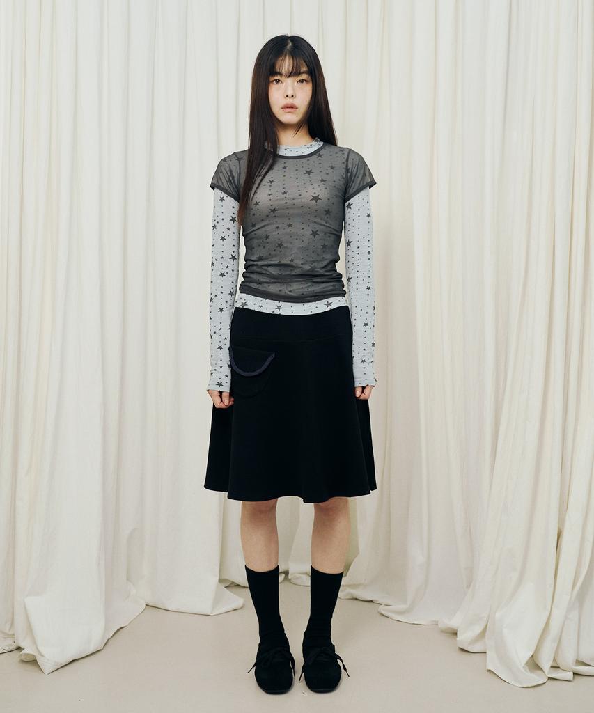 Mihebeu Star Layered Long Sleeve Set Sky Blue Gray