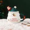 With Lid and Spoon Christmas Ceramic Cup Ceramic Santa Claus Water Cup   Festive Gift
