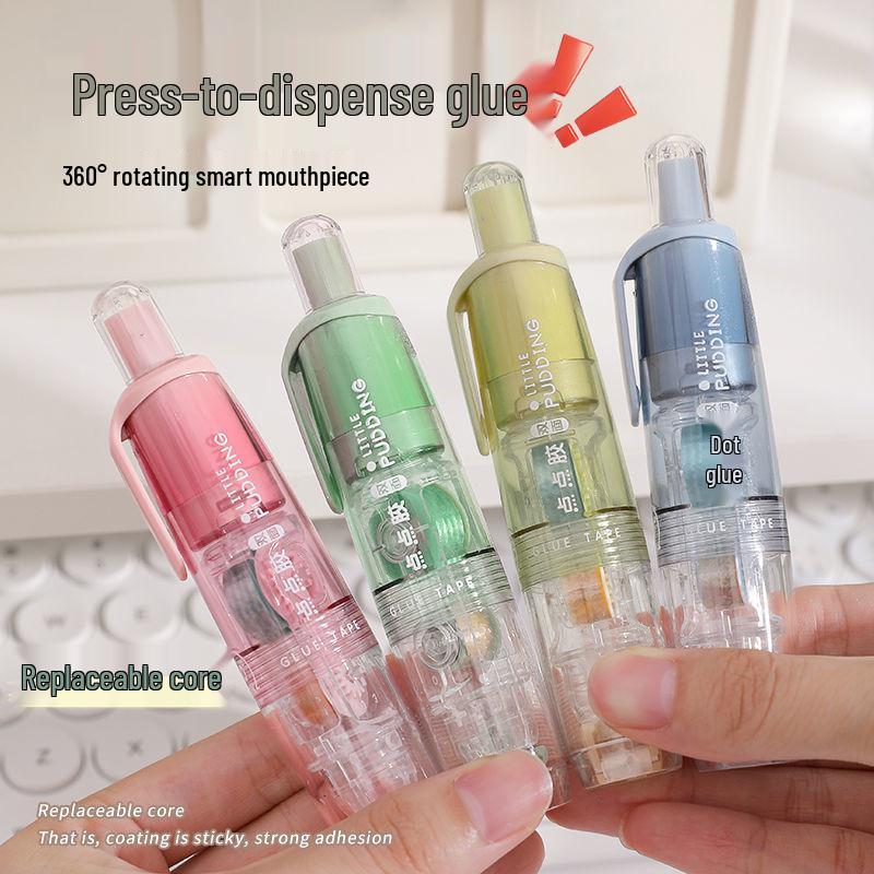 Press-on Dot Glue: Longli Correction Tape Style, Double-Sided Cute Small Strong Glue Stick.