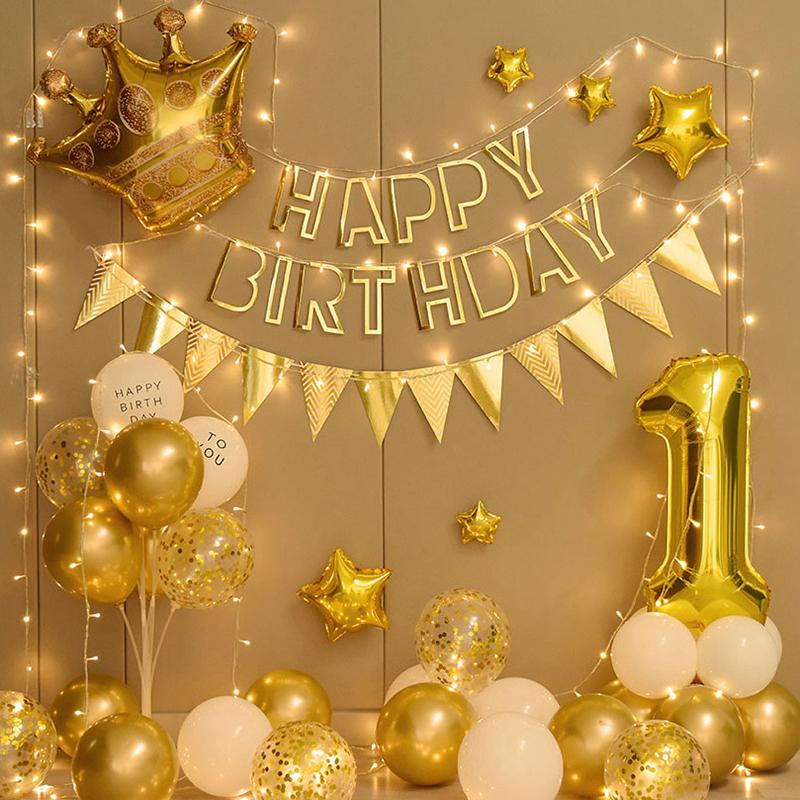 Birthday Balloon Decoration Letter Balloon Set Happy Birthday Party Banner Supplies