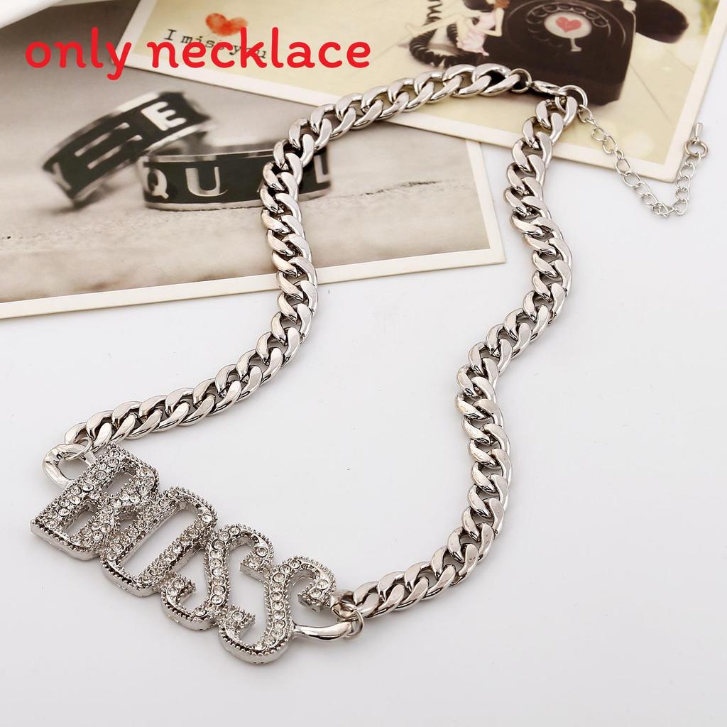 Fashionable Rhinestone Decorated Metal Letter Women Necklace For Fashion Enthusiasts