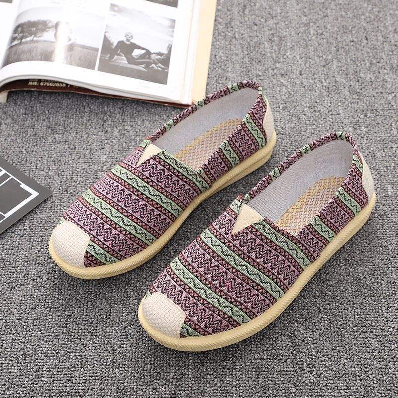 Stoffschuhe Frühling Ein-Pedal Faul Flachsohle Weichsohle Einzelne Schuhe Atmungsaktive Canvas-Schuhe Mutter