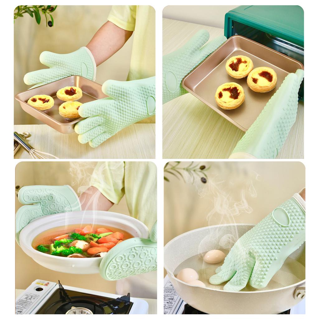 Five-finger Silicone Cotton Gloves Wrapped with Wide Silicone Insulation Gloves Baking Oven Microwave Gloves