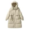 Dlouhá bílá péřová bunda dámská 2025 zima nová móda s kapucí volný velký silueta šněrovací teplá bunda