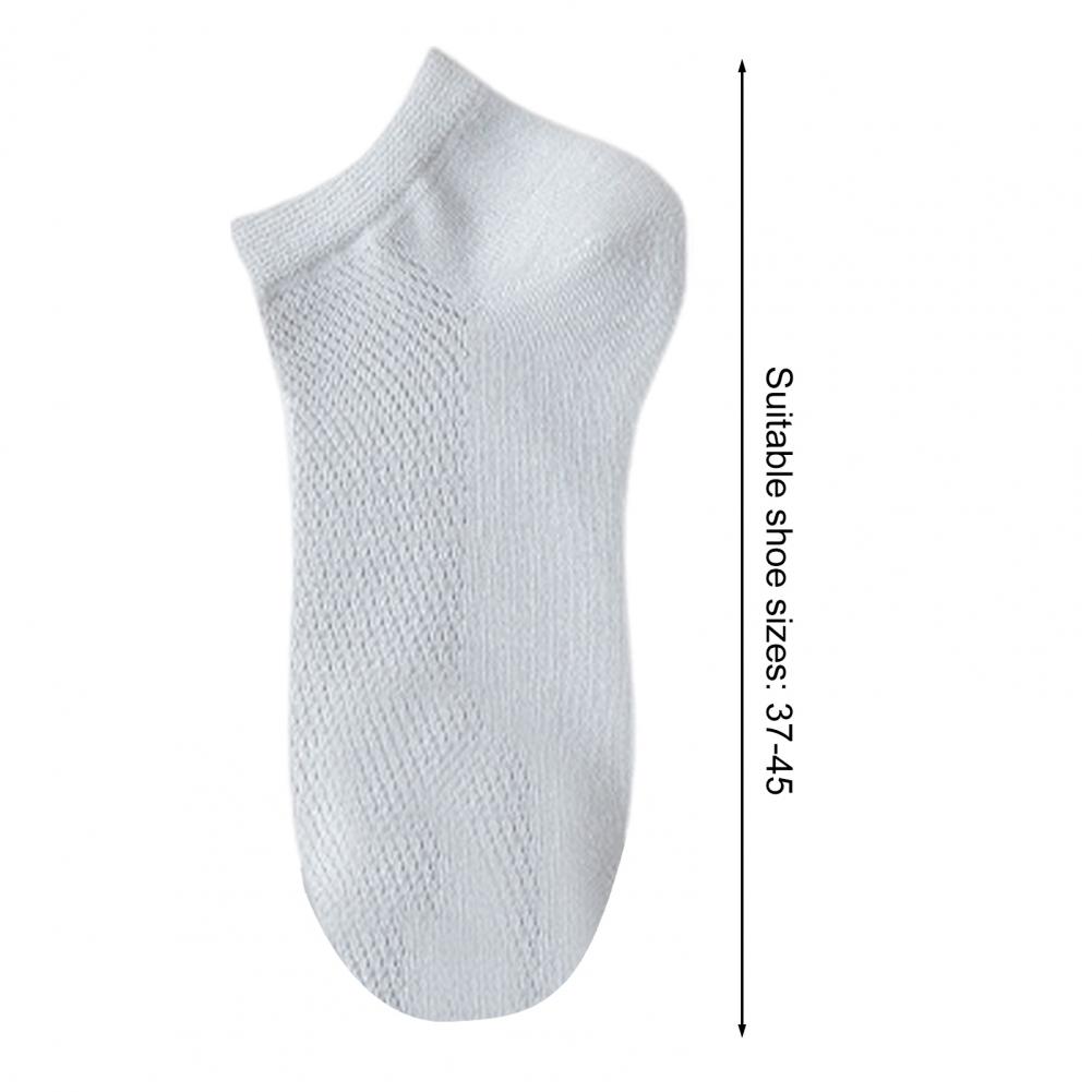 1 Pair Men Cotton Socks Mid-tube No Odor Thin Mesh Solid Color High Elasticity Anti-slip Sweat-absorption Anti-shrink Sports Fou