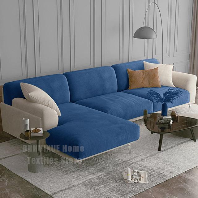 Velvet Sofa Seat Cushion Cover Stretch Plush Thicken Sofa Cover For Living Room L Shape Luxury Corner Furniture Sofa Slipcovers