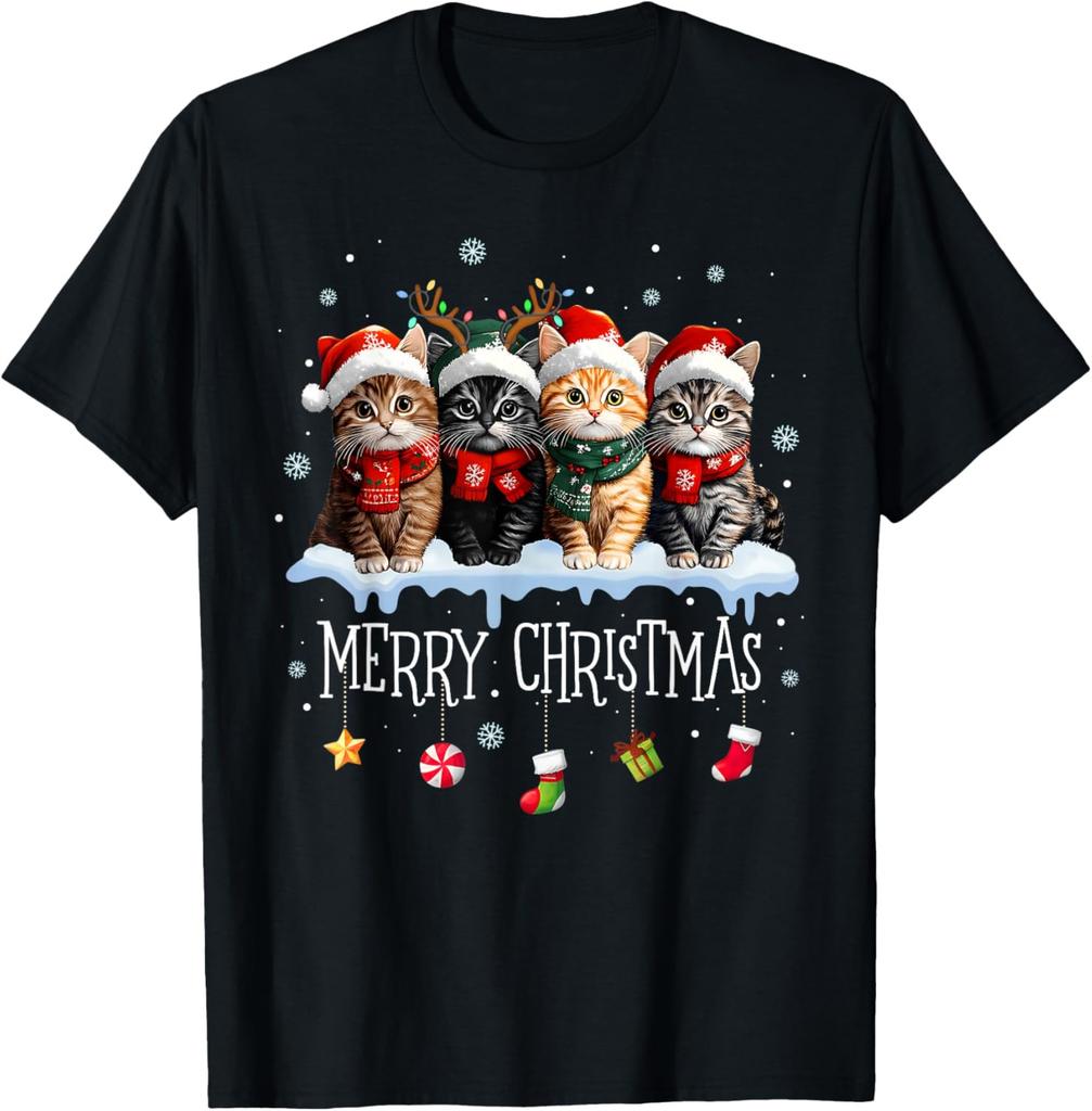 Meowy Catmas Funny Cat T-Shirt Xmas Tree Unisex Tee