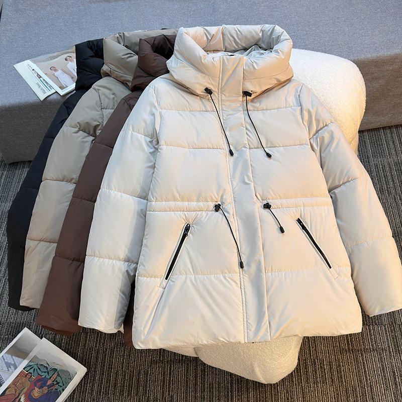 Padded Jacket Women's Mid-length Hooded Padded Jacket Thickened and Thin Padded Jacket High-end Jacket