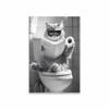 Funny Cat Bathroom Canvas Wall Art Posters Black And White Funny Animal Picture Wall Art Prints Canvas Painting Toilet Decor