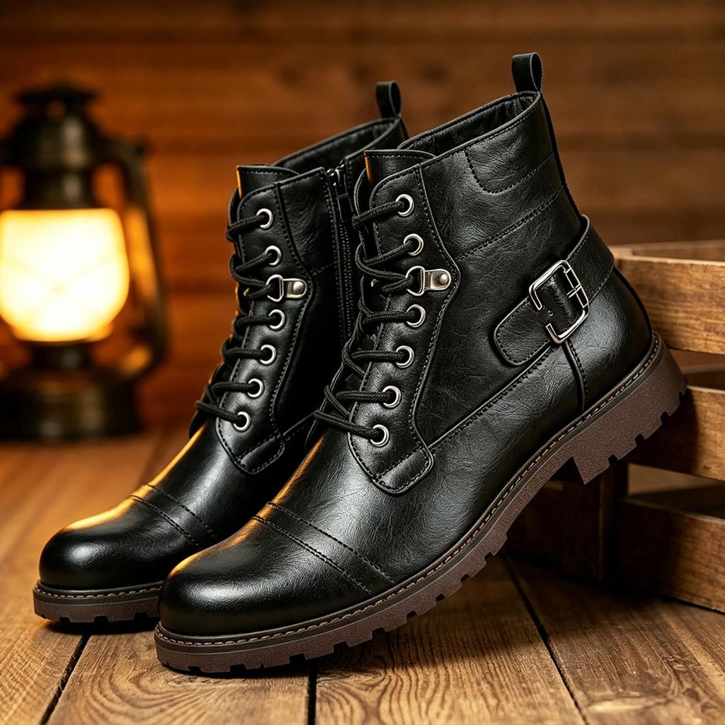 Herren British Retro Hohe Lederstiefel Lässig Vielseitig Outdoor Schuhe für den täglichen Gebrauch