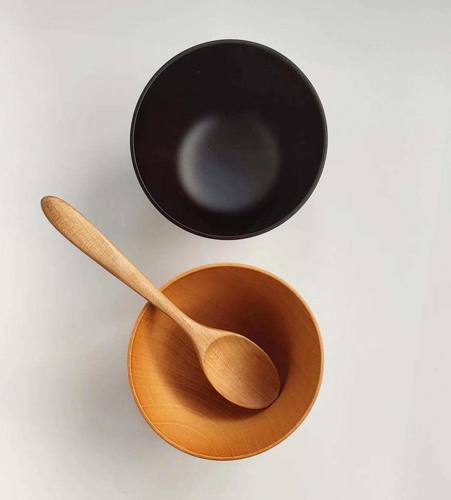 KXLCGYK Wooden Bowls and Miso Set of Soup Lightweight Rice Rice Miso Soup Wood Grain Tableware Genshoku Bowls, 2, Bowls, Bowls, Bowls, Bowls, Bowls,