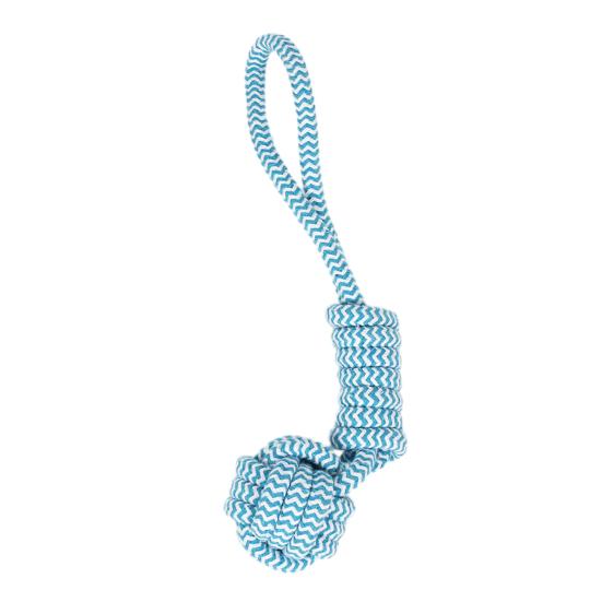 Dog Cotton Rope Toy Rope Knot Ball Chew Toy Interactive Tug-of-War Rope синий