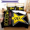 3pcs Rockstar logo pattern bedding set duvet cover set includes duvet cover &pillowcases, perfect all season bedroom decoration & gift