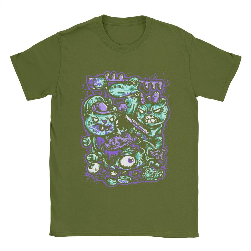 Happy Tree Friends Families T-Shirt for Men Cartoon Leisure Cotton Tees Round Neck Short Sleeve T Shirts Gift Idea Clothes
