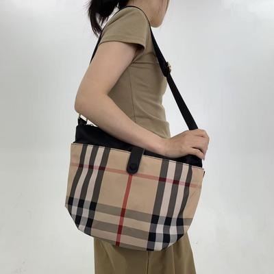 Vintage Karomuster Damen Umhängetasche Große Kapazität Personalisierte Nylon Schulter Handtasche