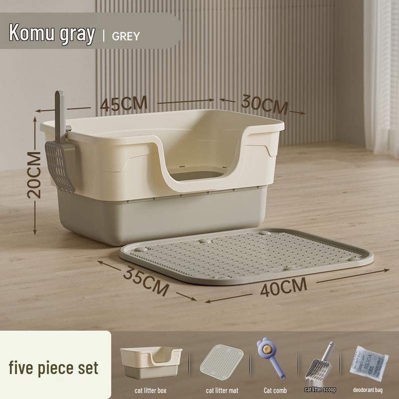 Giant Semi-Enclosed Anti-Splash Deodorizing Cat Litter Box with Mat