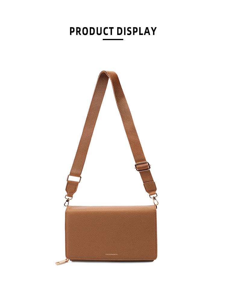 Women's Medium Crossbody Bag: Simple, Versatile, Large-Capacity, High-Grade Soft Leather, Commuter-Friendly Square Design.