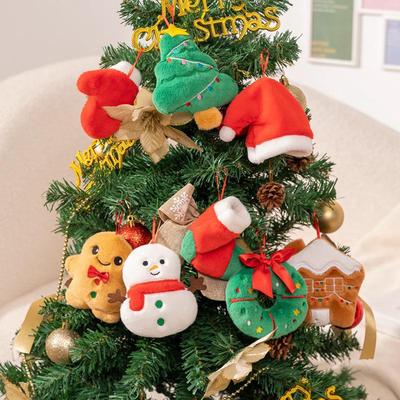Weihnachtsbaum Ornamente: Lebkuchenmann, Kranz-Plüschtier, Schneemannmützen-Puppe