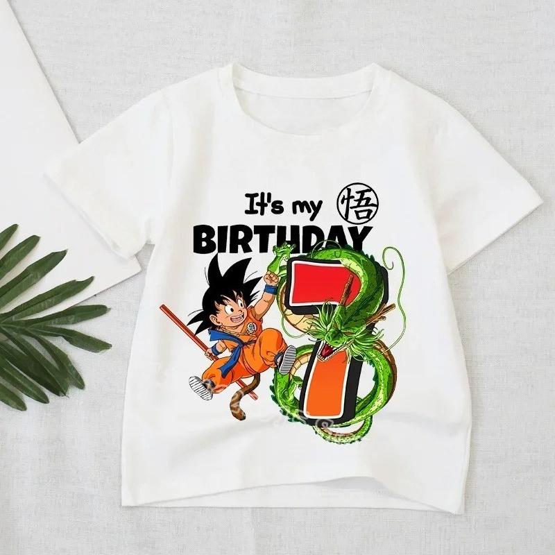 Dragon Ball Tshirt Boys Number Clothes Fashion Goku Anime Figure Print Clothing Tops Kids Summer Breathable Tops Birthday Gift