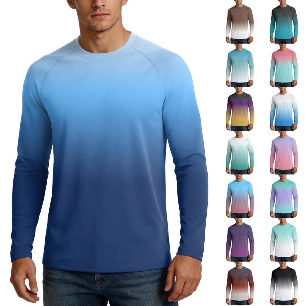Men's UPF50+ Sun Protection Long Sleeve Shirt Stretch Fabric Lightweight Breathable Outdoor Activewear Top