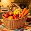 Oval Shape Shopping Basket With Handle Storage Basket New Wicker Basket  Kitchen