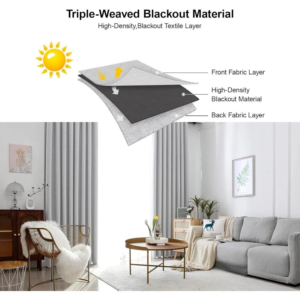 350m Height Solid Color Living Room Curtains 310CM Length 100% Blackout For Faux Linen Bedroom High Ceiling Window Curtain