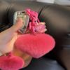 Lovely Heart Keychain Simple Car Key Chain Plush Pompoms Hanging Ornaments Keyrings Bag Pendant Keychain Accessories