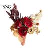DIY Craft Dried Flowers Flower Boutonniere, Preserved Wedding Corsage, Rustic Natural Dry Retro Style Boutonnieres Brooch Pin for Groom Bride