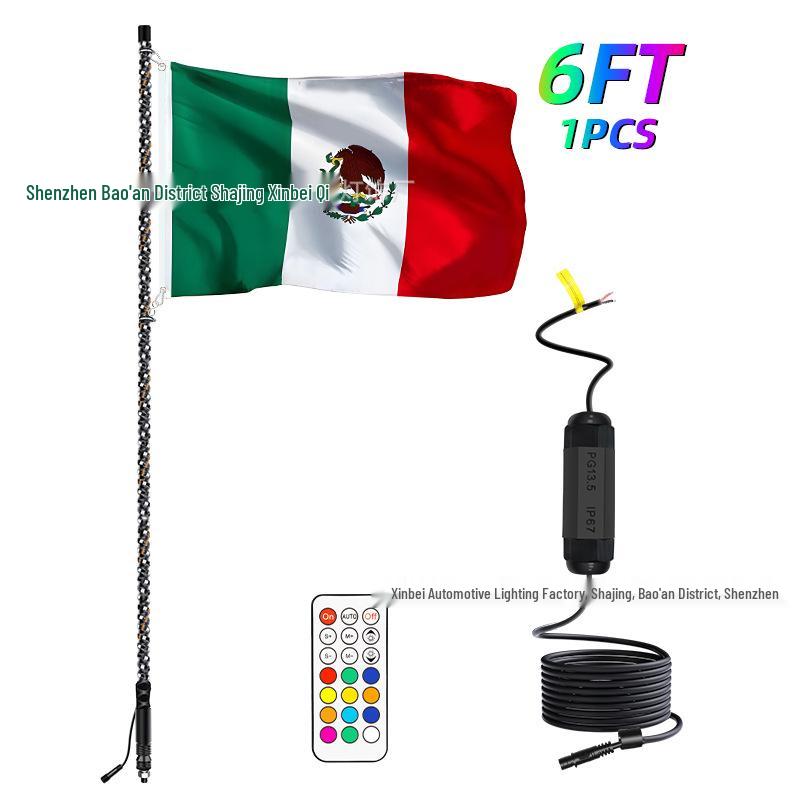 RGB Off-road Flagpole and Beach Atmosphere Light with Brake Function