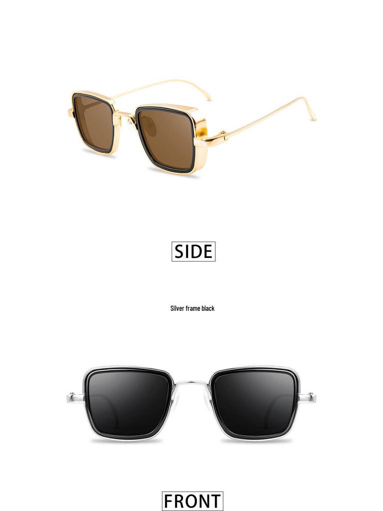 Unisex Vintage Square Frame Sunglasses: Trendy Metal Thick-Rimmed Outdoor Fashion