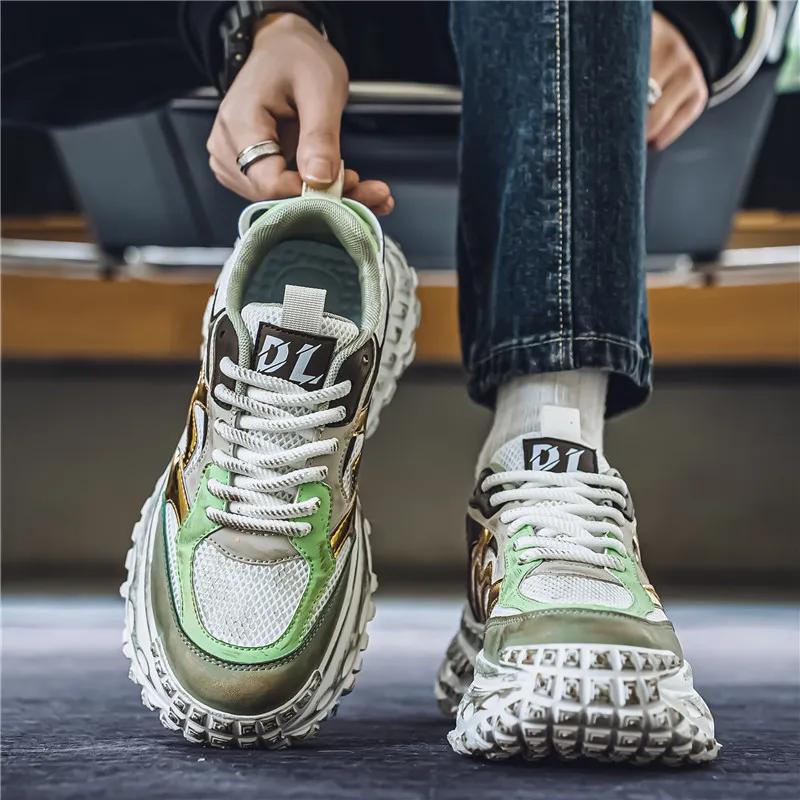 Men's Mesh Thick Soled Tire Shoes Casual Sports Shoes Wear-resistant Lightweight Comfortable Breathable Fashionable and Trendy