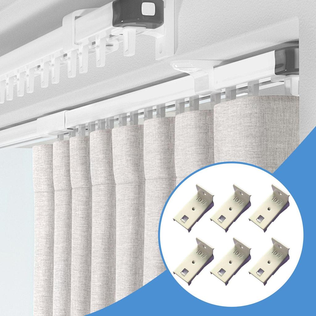 Curtains Rails Ceiling Mount 6 Piece Ceiling Track For Curtains Heavy-Duty Bracket Fittings Connection Mounting System For Hotel