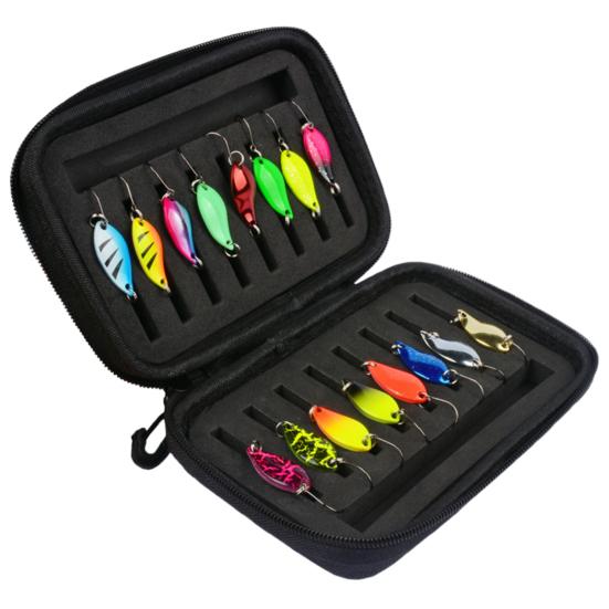 Sequins Fishing Lures Set with Storage Bag Compact Design Portable Metal Spoon Spinner Kit Freshwater Artificial Baits Fishing Tackle