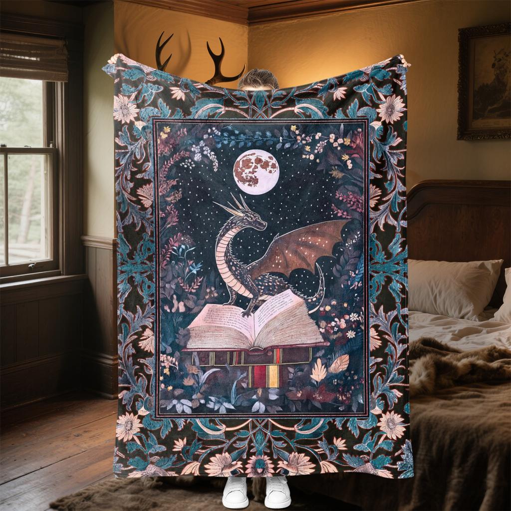 1pc Medieval ornate Baroque dragon blanket, al season lightweigh Poster blanket home office outdoor nap multifunc Poster blanketional blanket